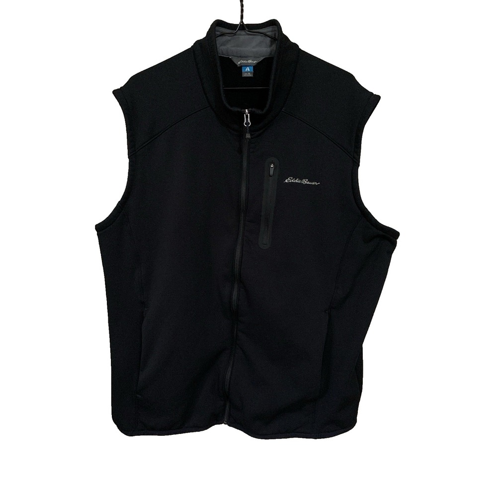 Eddie Bauer First Ascent Black Full Zip Fleece Vest Men's XL Outdoors Adventure